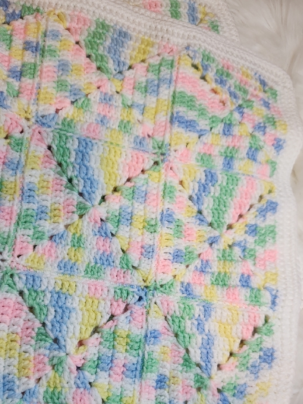 Pastel Multicolor Crochet Baby Blanket - Handmade.